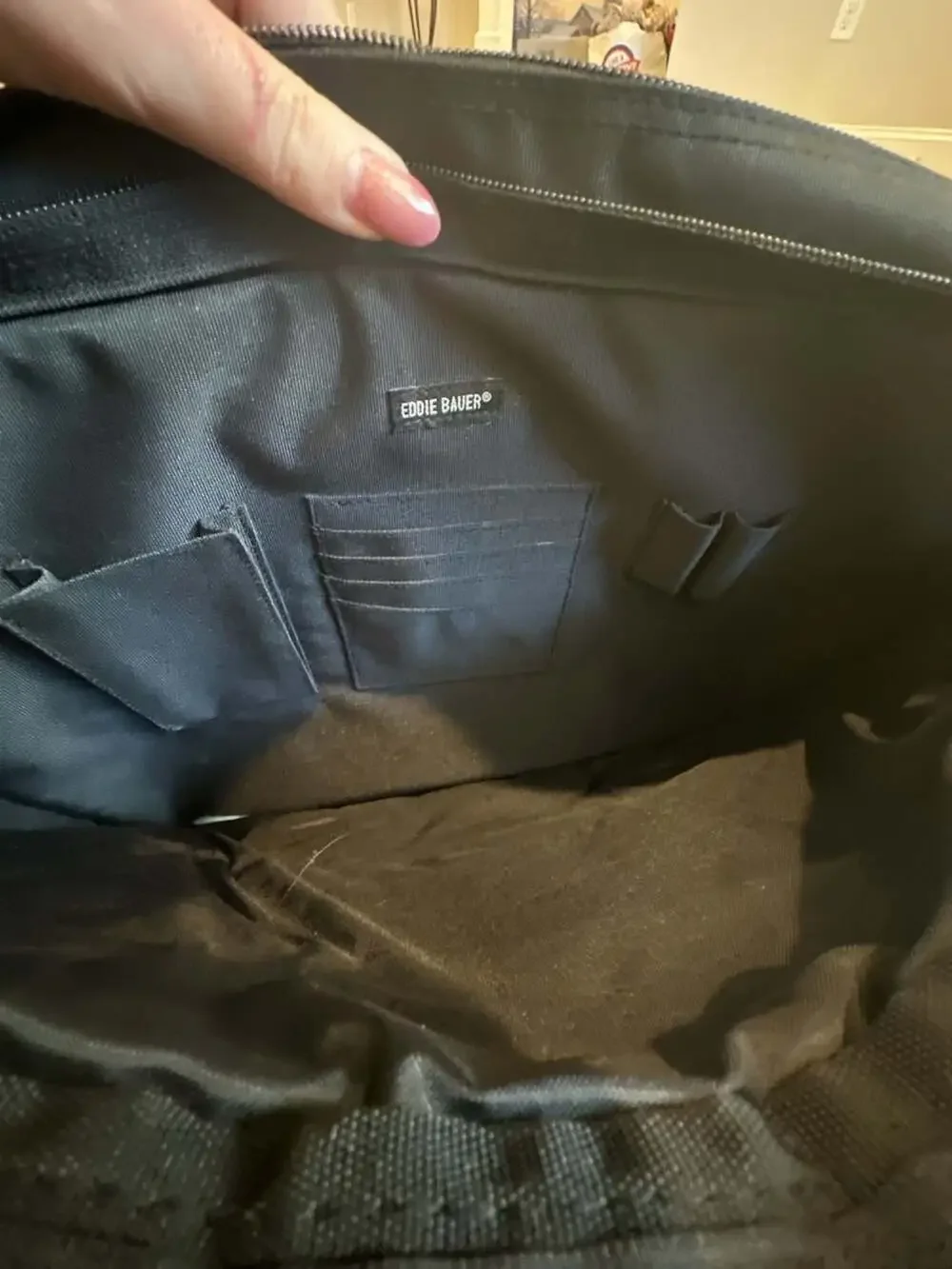 Eddie Bauer Black Nylon and Faux Leather Business Laptop Briefcase